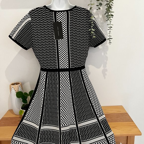 ZARA WOMENS SIZE M SHORT SLEEVE DRESS BLACK / WHITE BNWT (22-093) - Picture 11 of 15